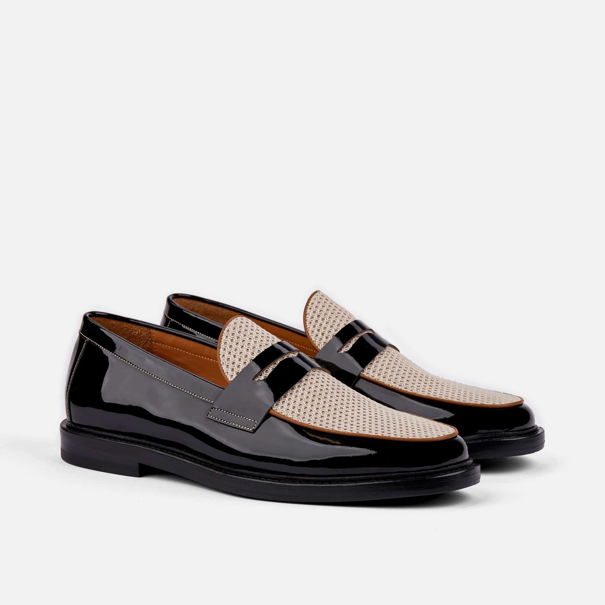 Calum Black Patent Leather Penny Loafers