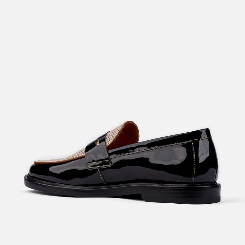 Calum Black Patent Leather Penny Loafers - Leather - Size: 15 by Marc Nolan
