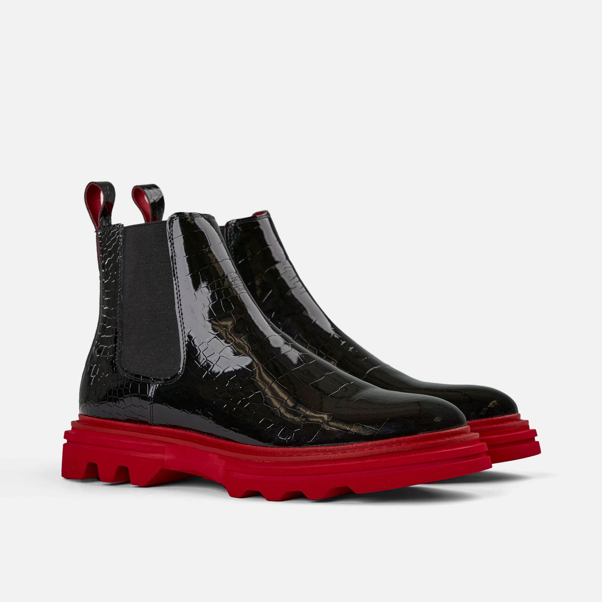 Dax Black Patent Leather Chelsea Boots
