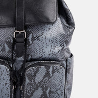 SOHO Black Snakeskin Leather Backpack