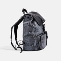 SOHO Black Snakeskin Leather Backpack