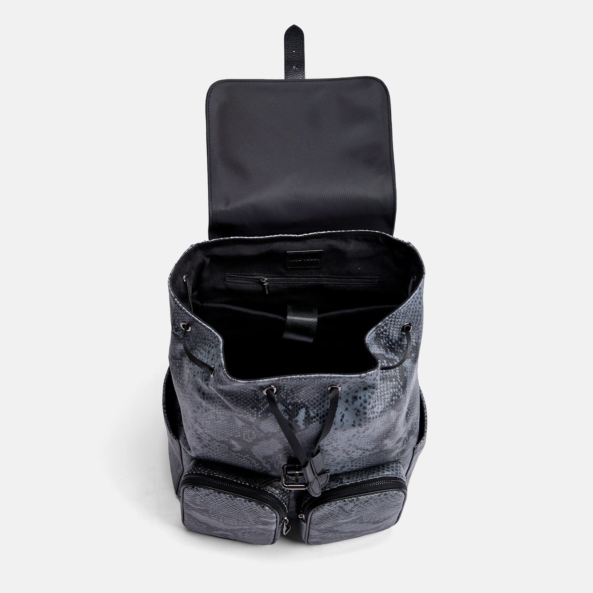 SOHO Black Snakeskin Leather Backpack