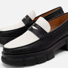 Ms. Calum Black/White Pebble Leather Penny Loafers