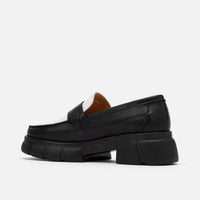 Ms. Calum Black/White Pebble Leather Penny Loafers