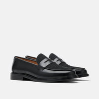 Ms. Calum Black Leather Penny Loafers