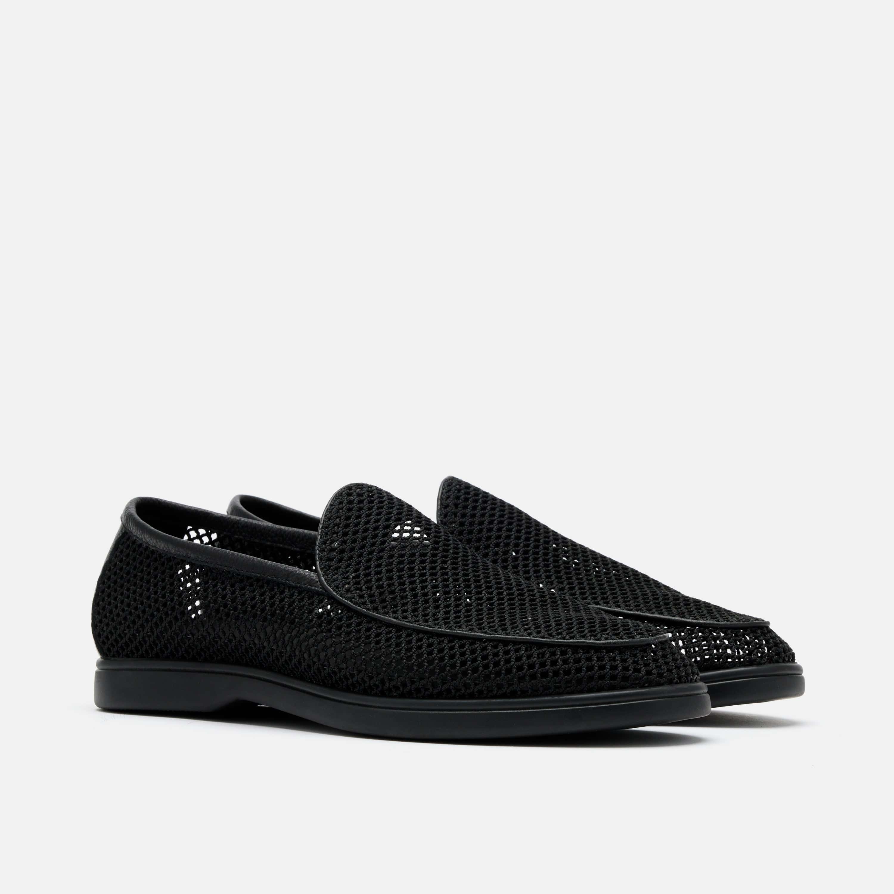 Alessandro Black Mesh Venetian Loafers