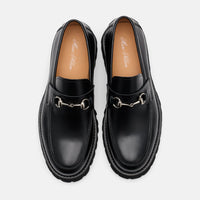 Blake Black Leather Lug Bit Loafers
