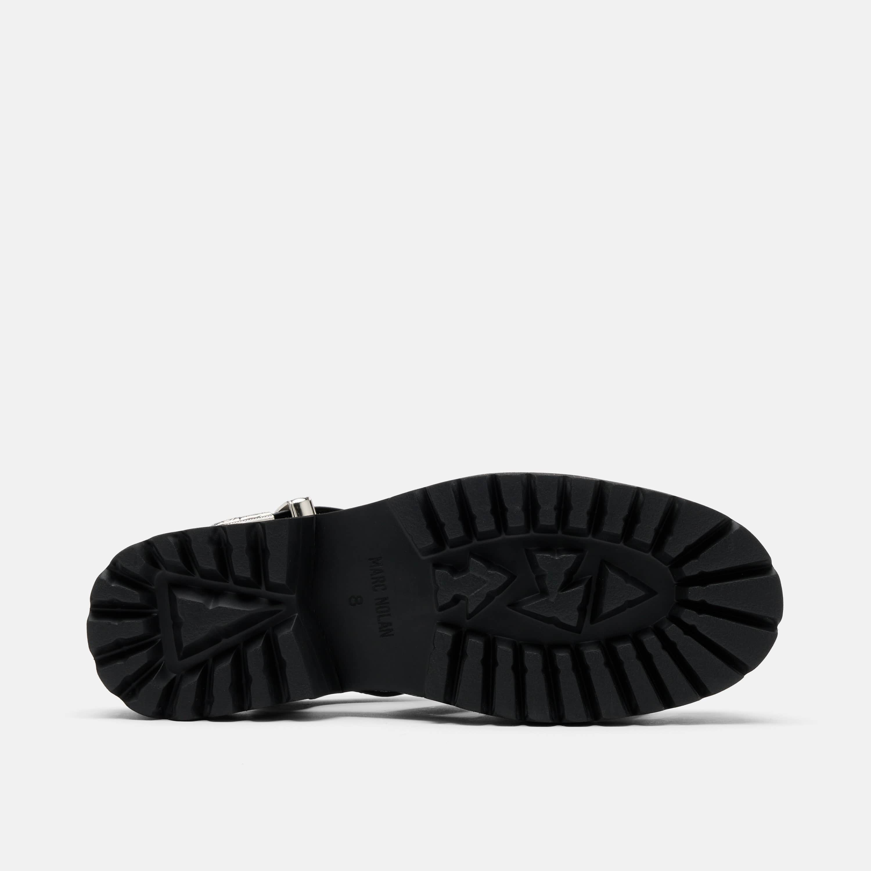 Maya Black Leather Lug Fisherman Sandals