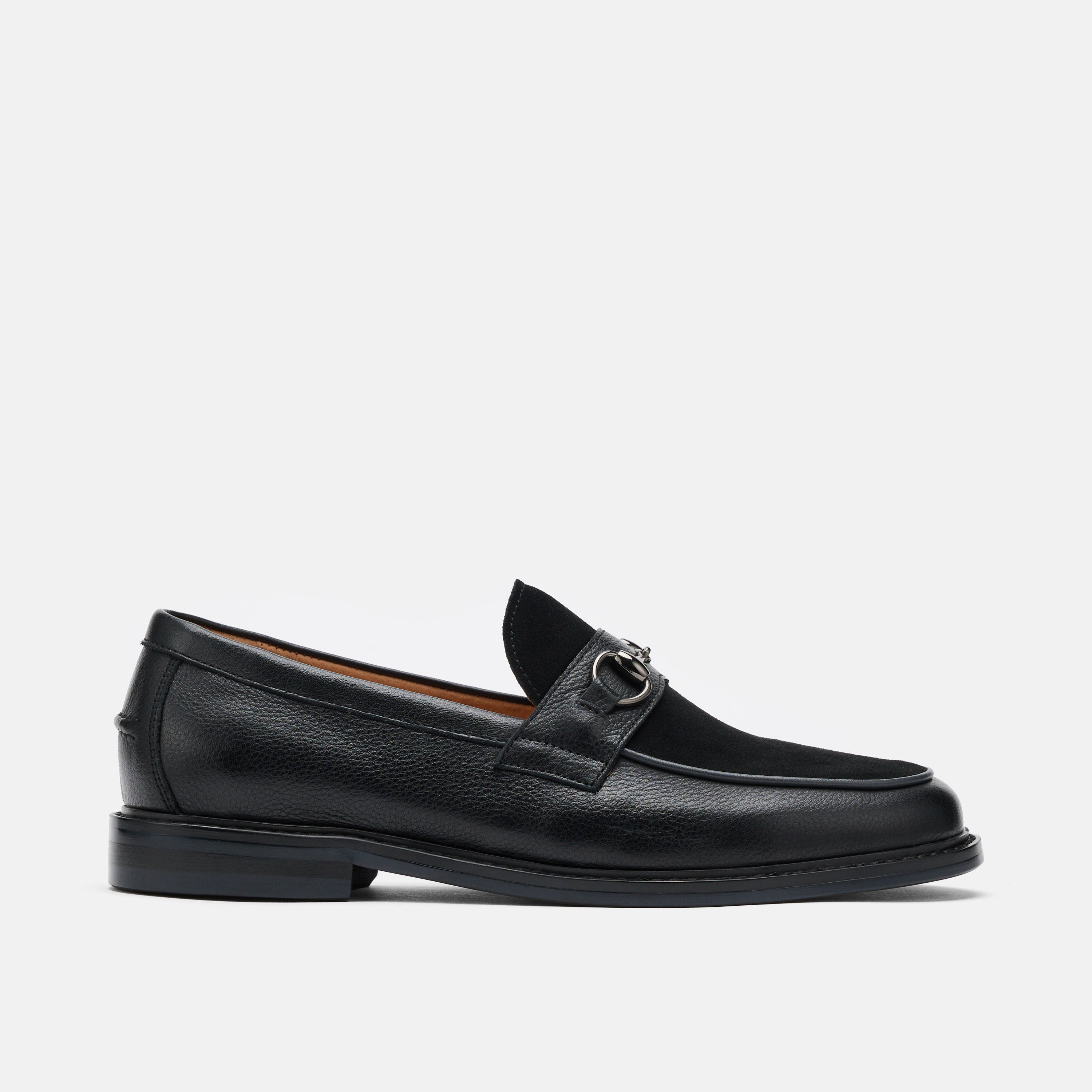 Boardwalk Black Pebble Leather Horse-Bit Loafers