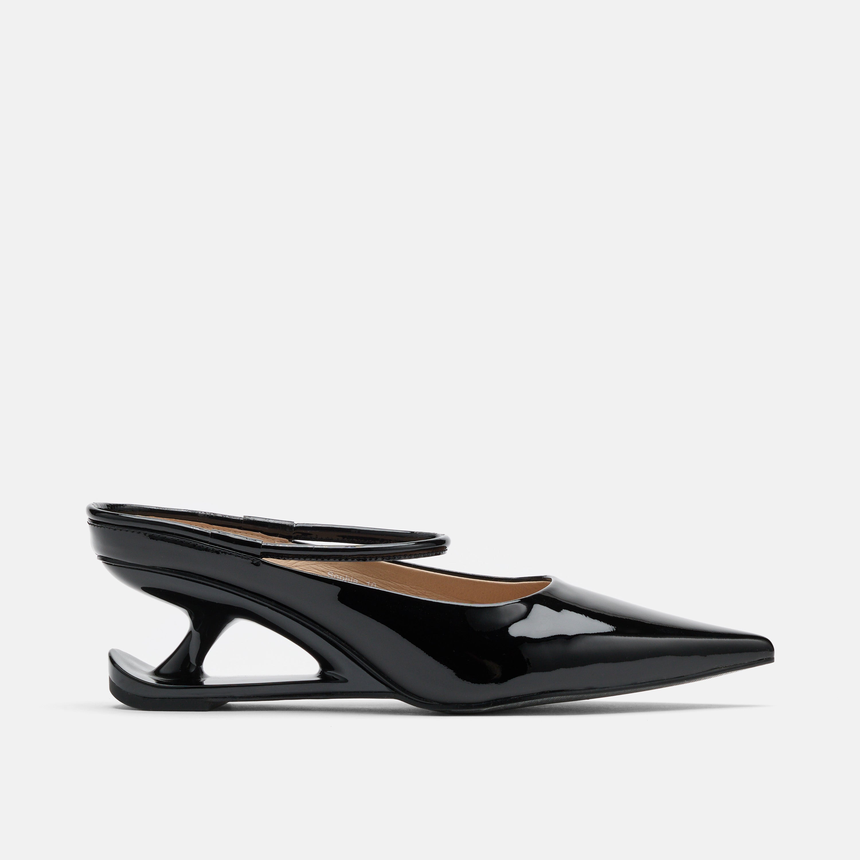 Sophia Black Patent Leather Strap Pumps