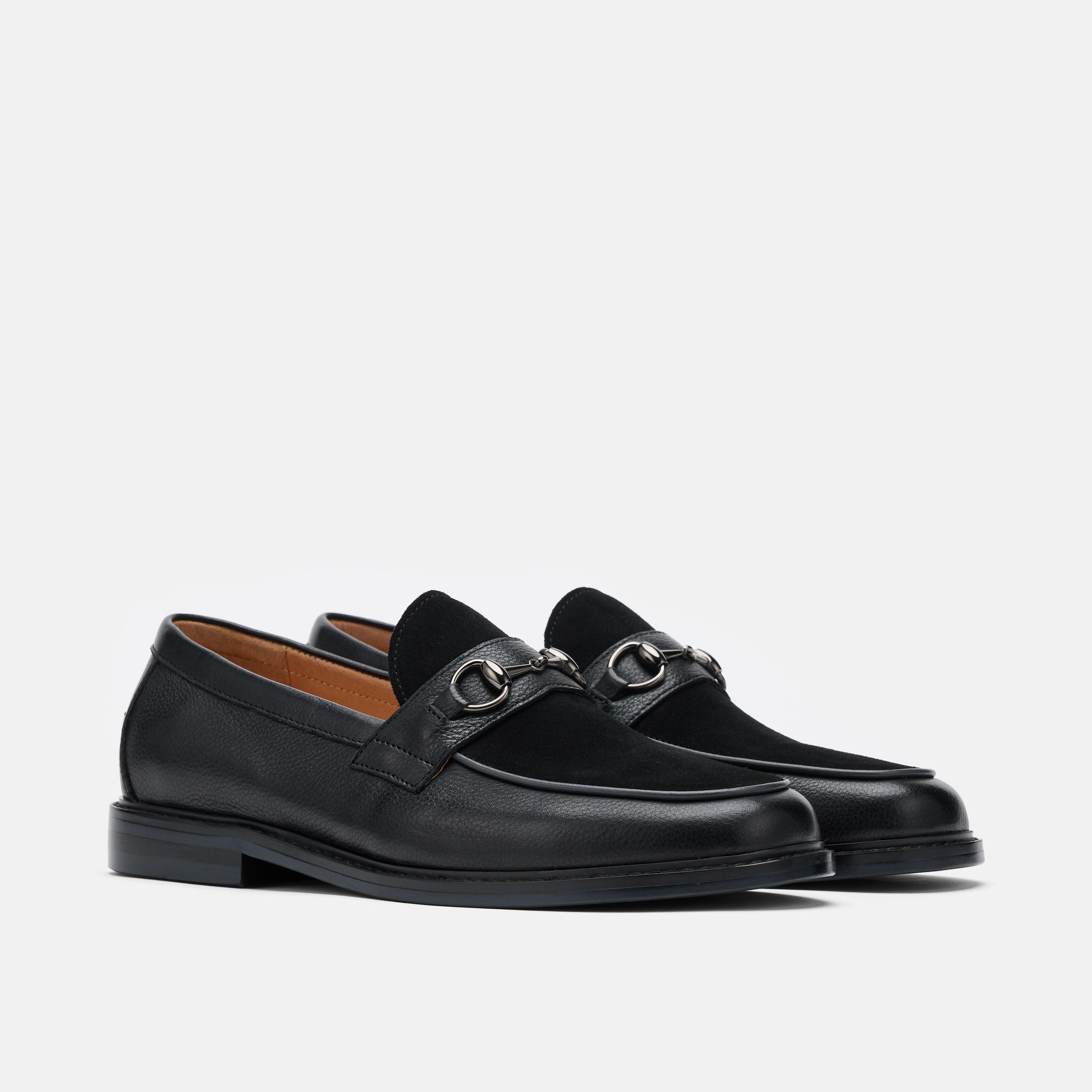 Boardwalk Black Pebble Leather Horse-Bit Loafers