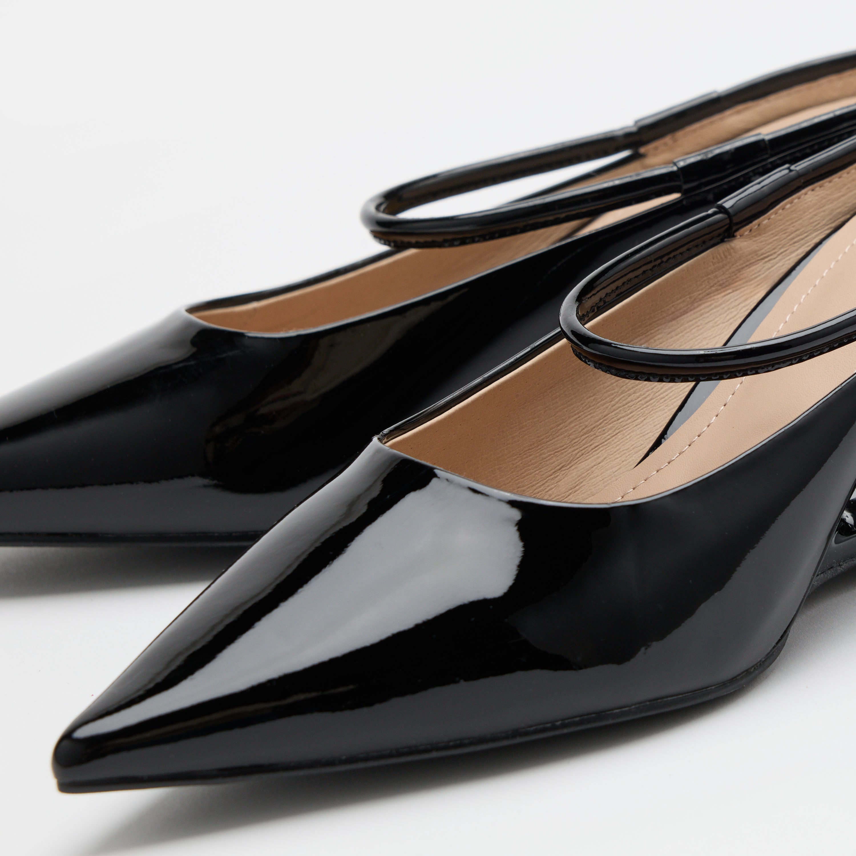 Sophia Black Patent Leather Strap Pumps