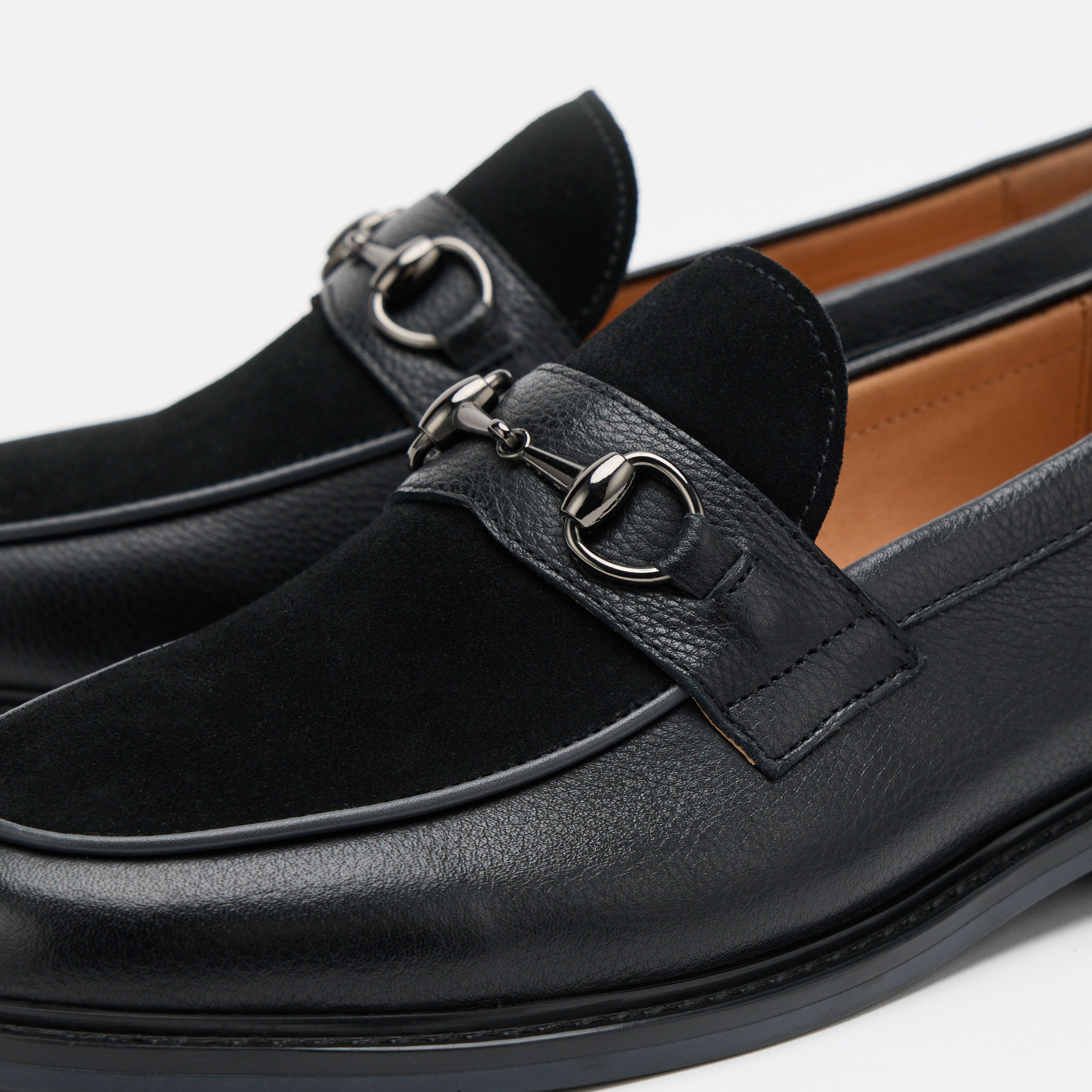 Boardwalk Black Pebble Leather Horse-Bit Loafers