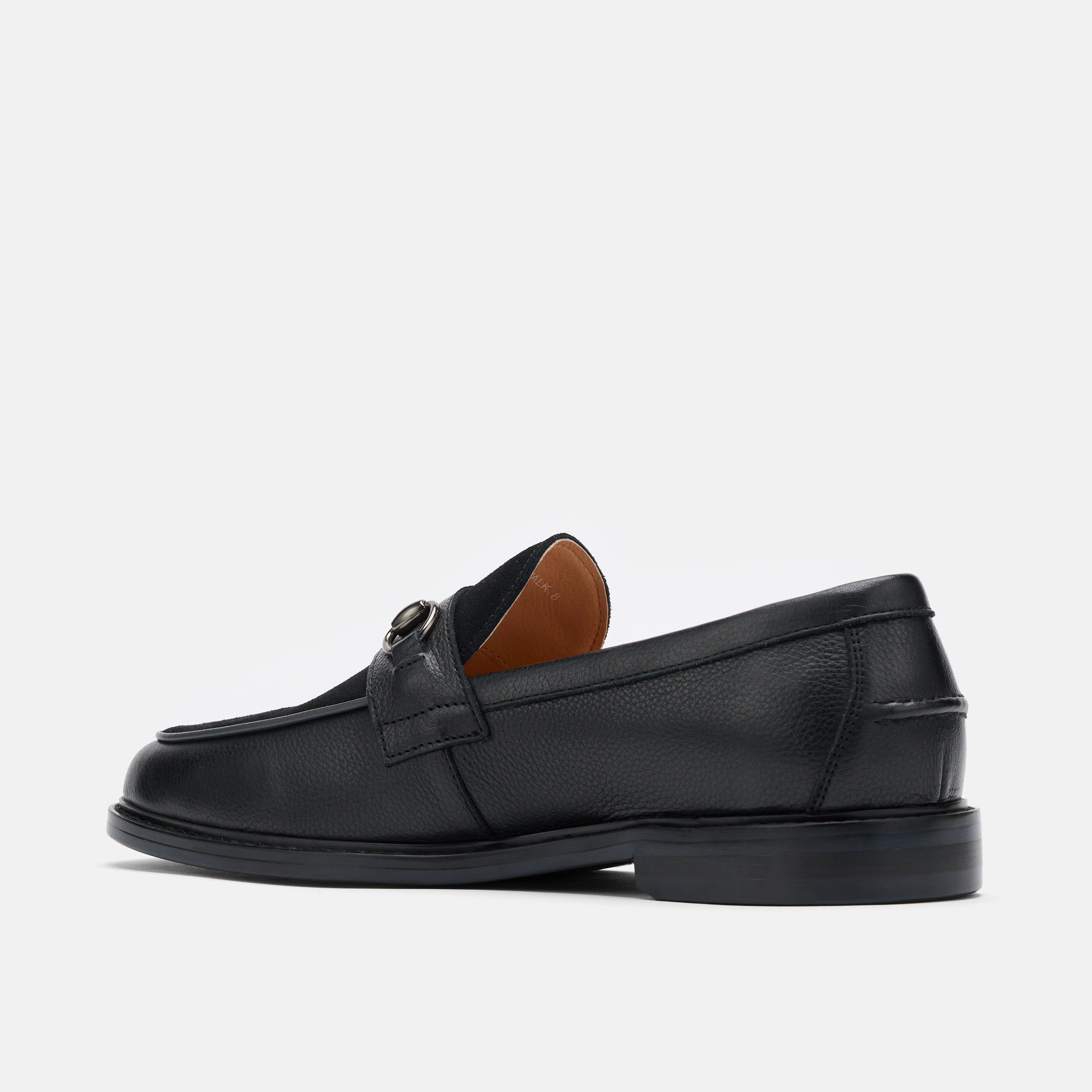 Boardwalk Black Pebble Leather Horse-Bit Loafers