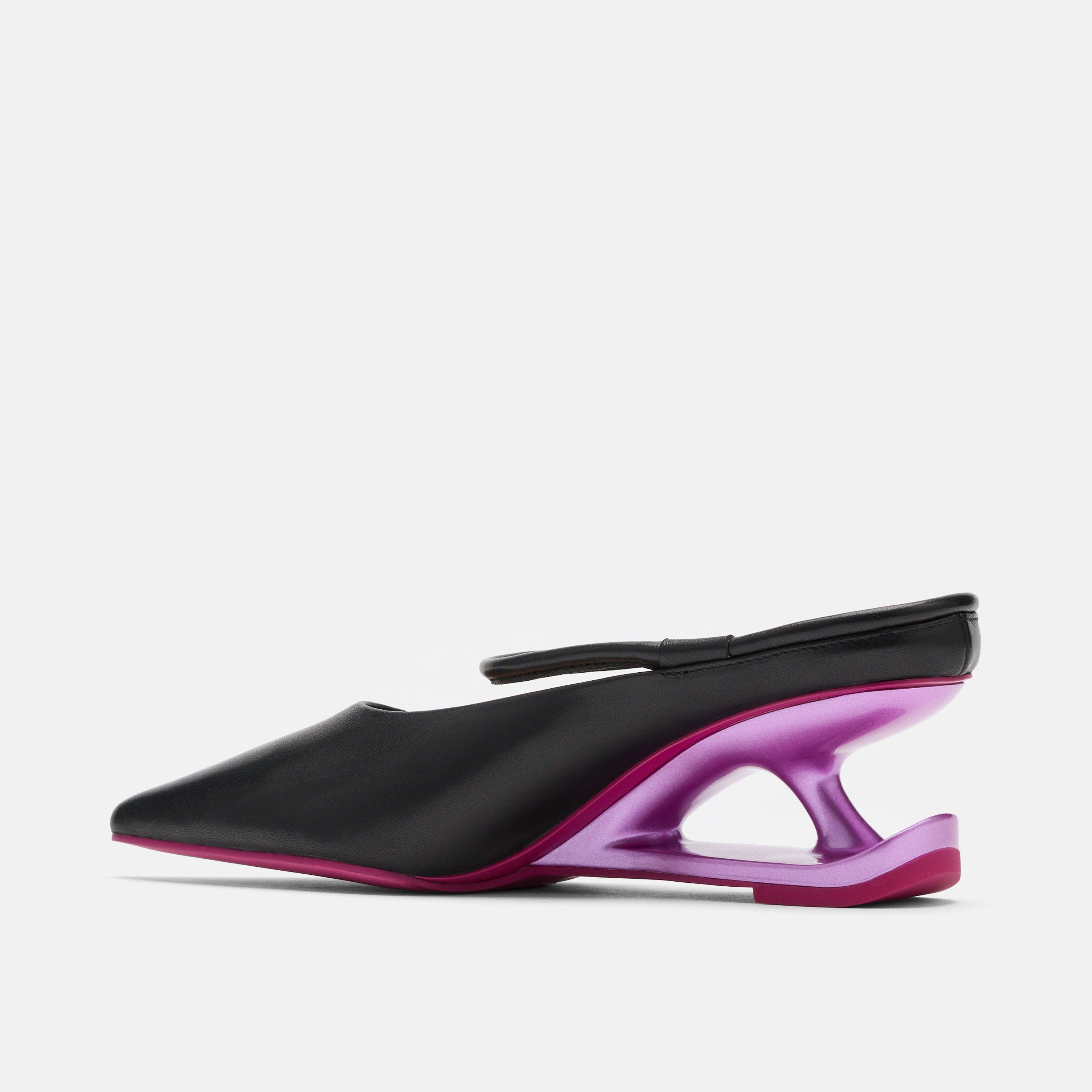 Sophia Black/Magenta Leather Strap Pumps