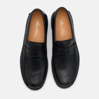 Adler Black Pebble Leather Lug Penny Loafers