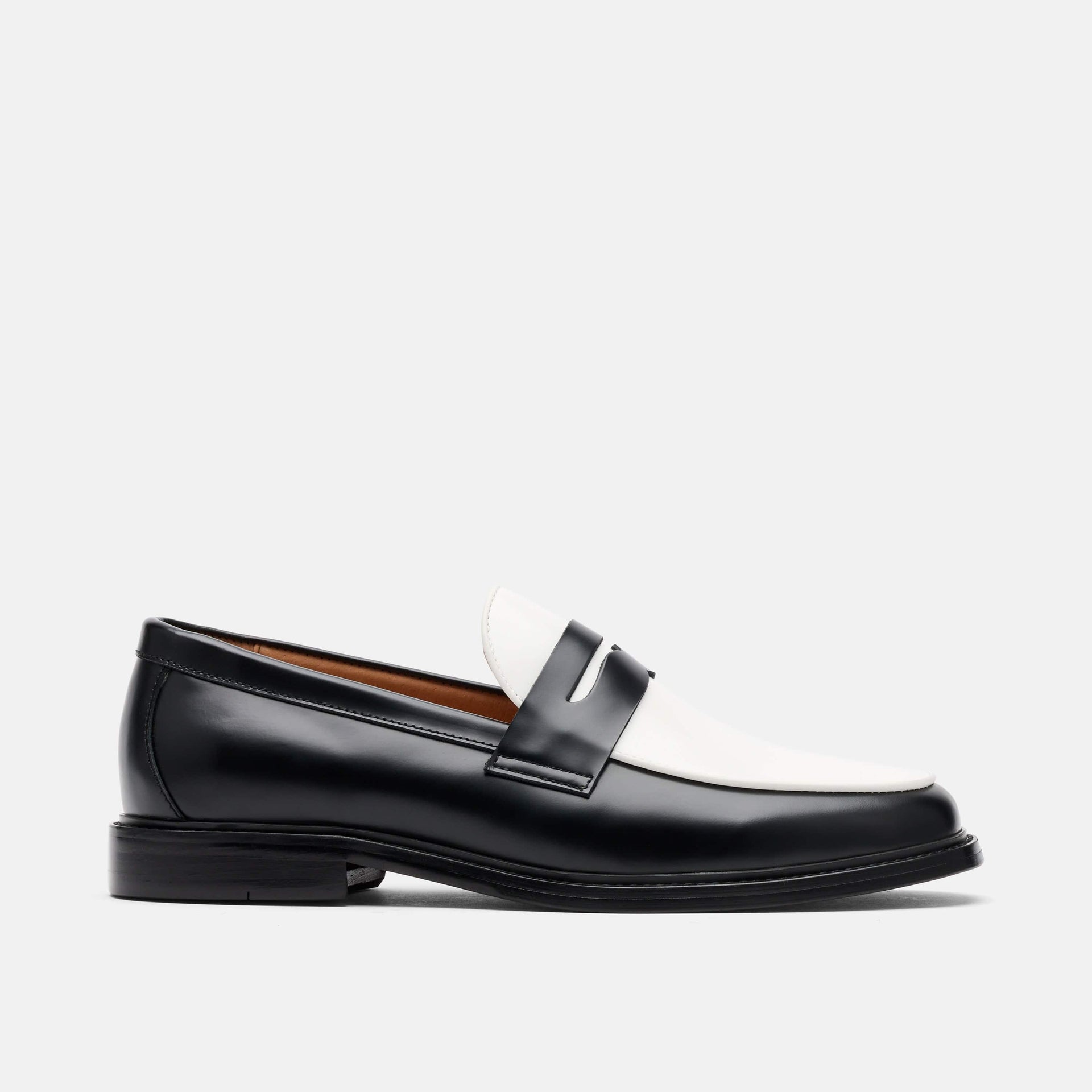 Calum Black White Calf Leather Penny Loafers