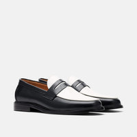 Calum Black/White Calf Leather Penny Loafers
