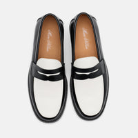 Calum Black/White Calf Leather Penny Loafers