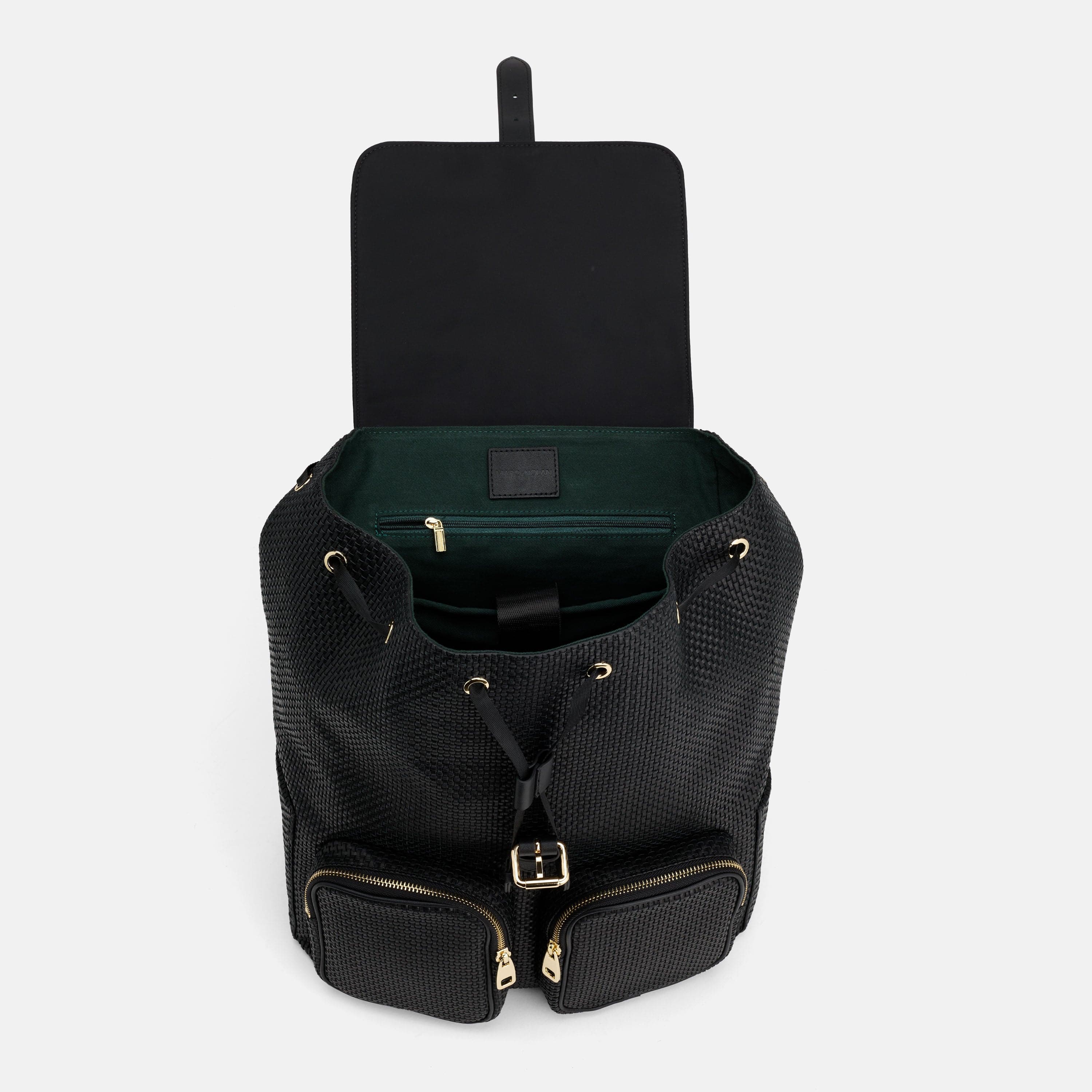 SOHO Woven Black Leather Backpack