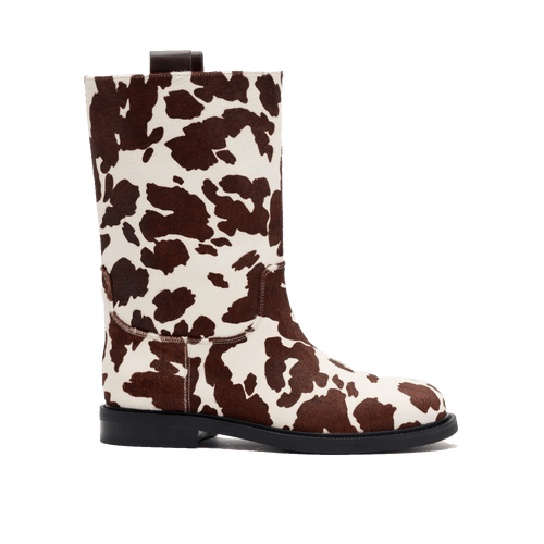 Blair Spotted Cow Pony Hair Mid-Calf Riding Boots