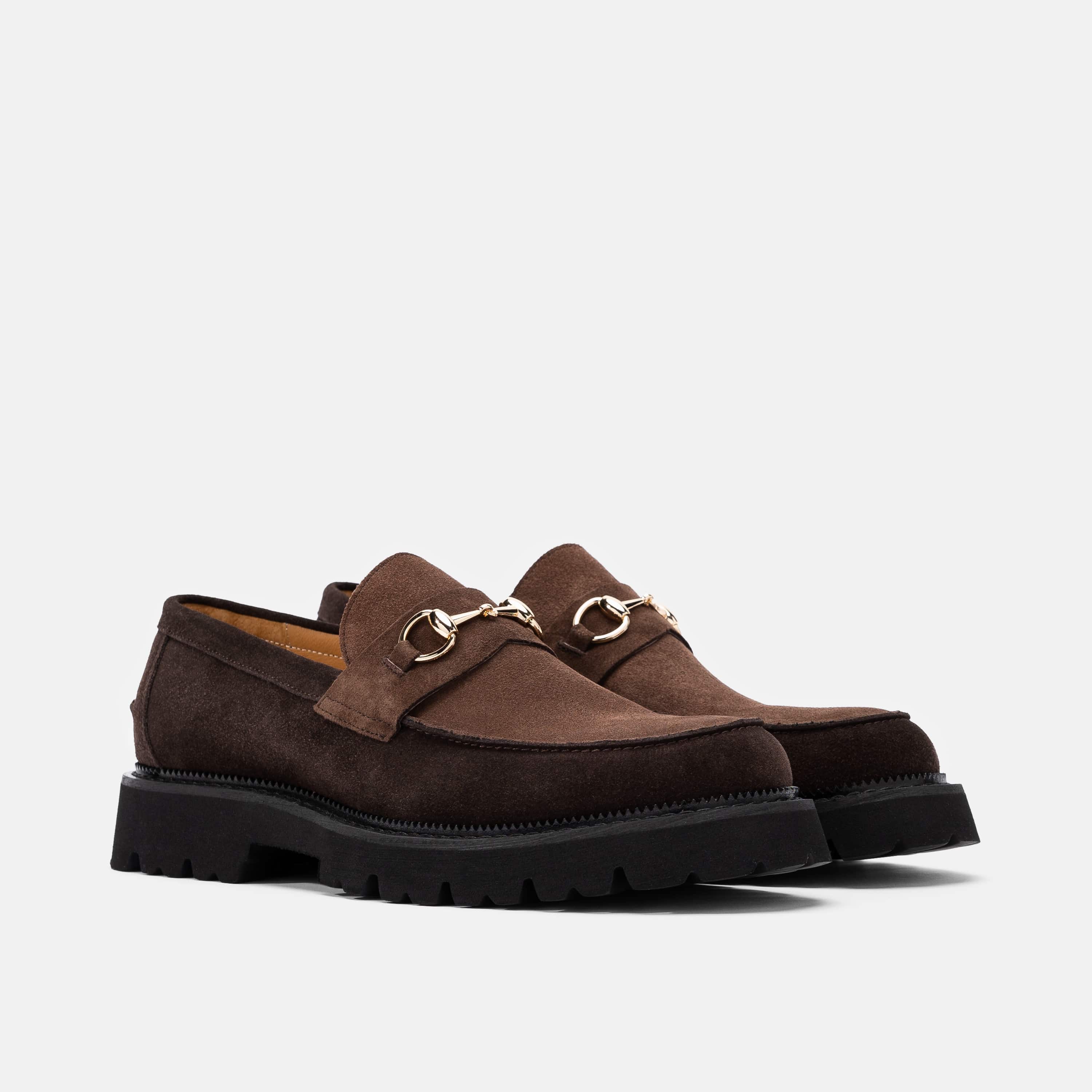 Blake Tripple Brown Suede Lug Bit Loafers