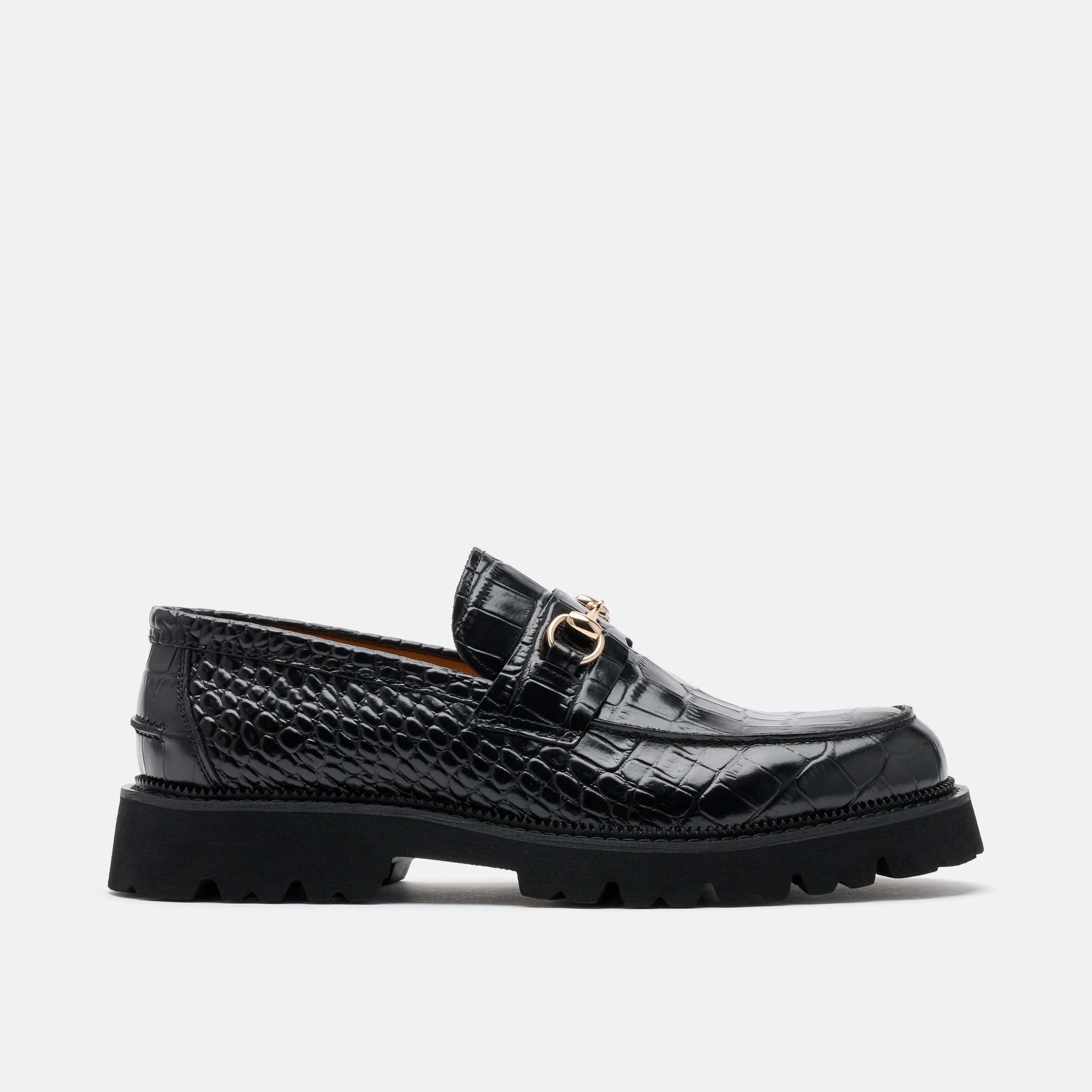 Blake Croc Leather Lug Bit Loafers