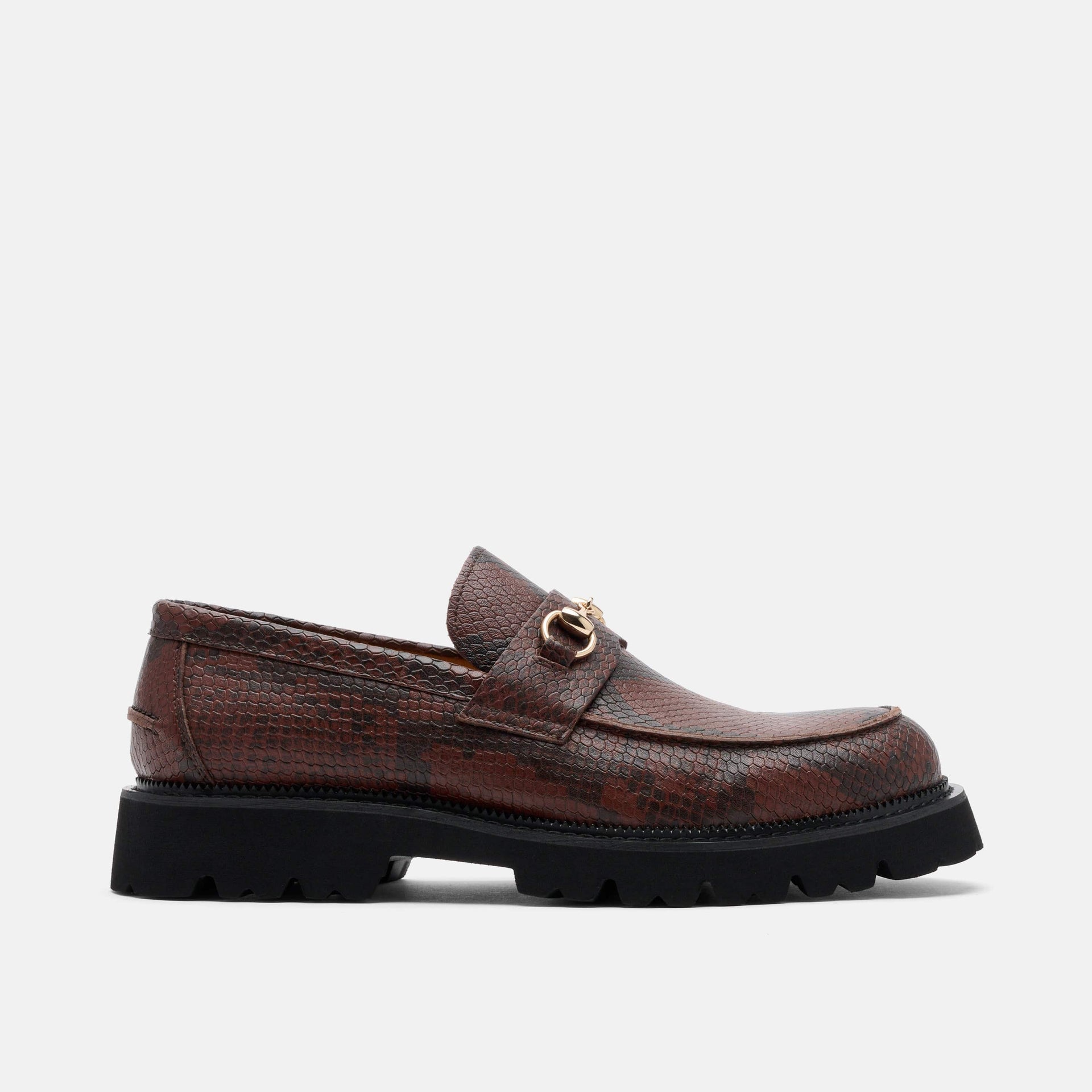 Blake Snake Leather Lug Bit Loafers