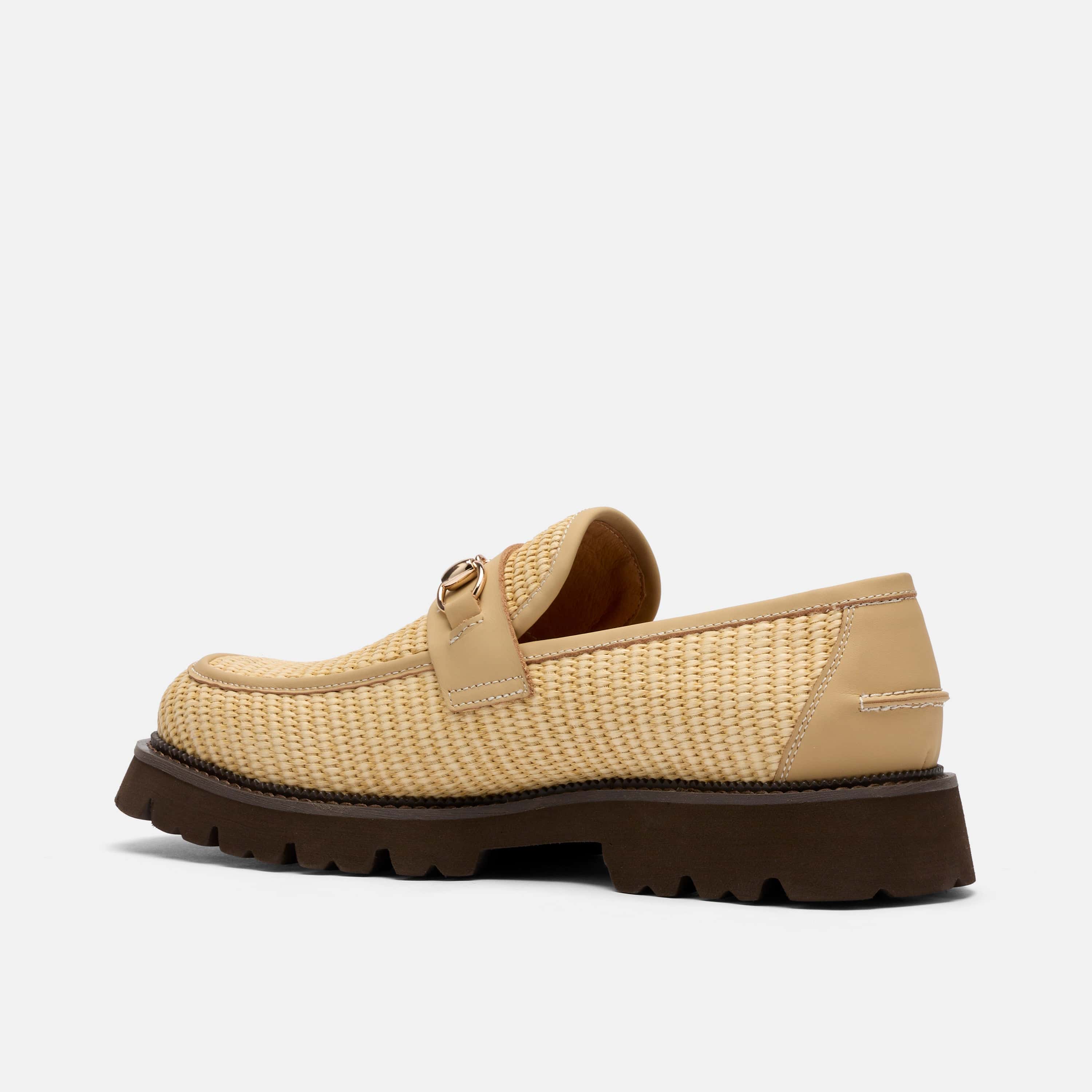 Blake Tan Raffia Lug Bit Loafers