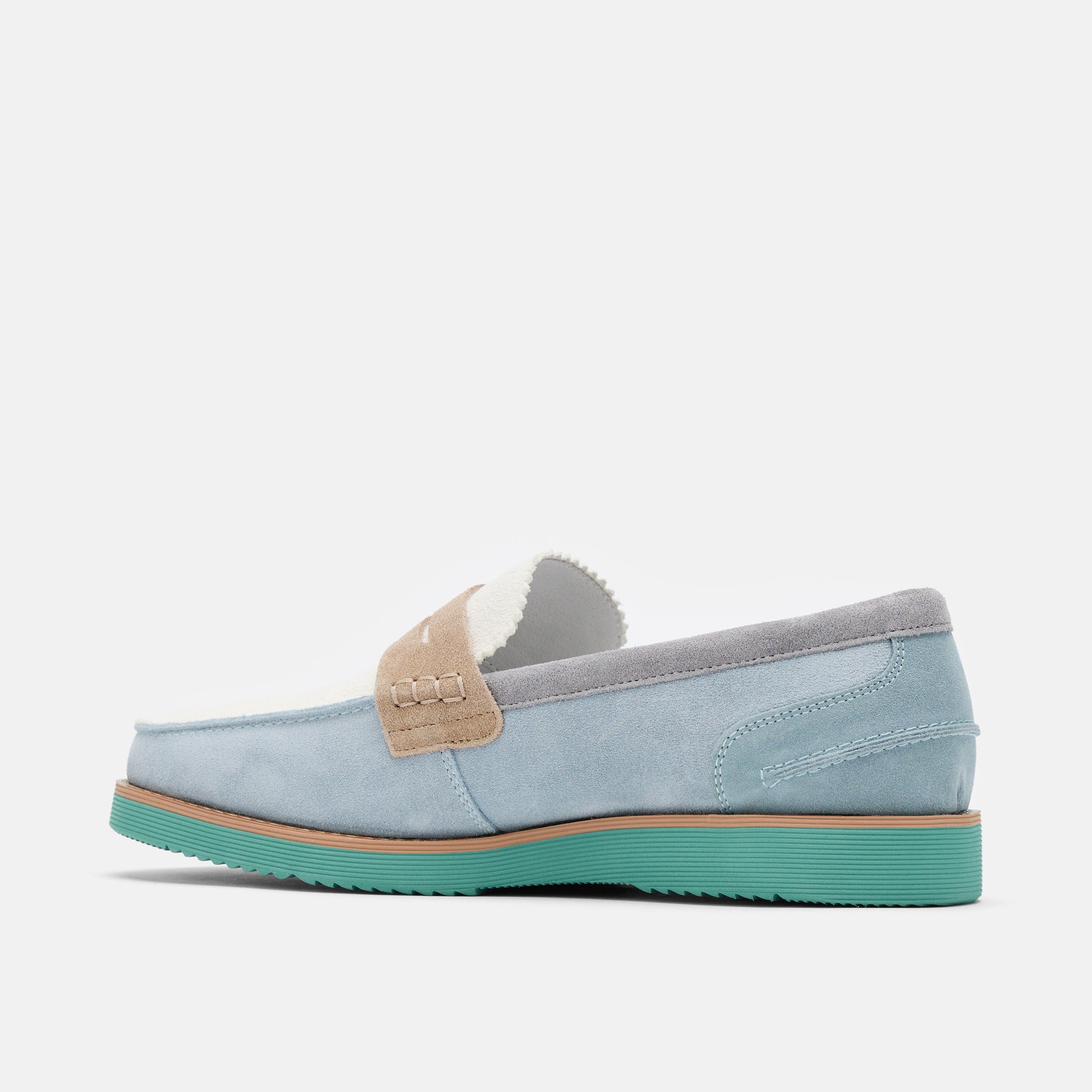 Abe Blue Mist Colorblock Suede Penny Loafers