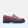 Adler Blue Purple Patent Leather Lug Sole Penny Loafers