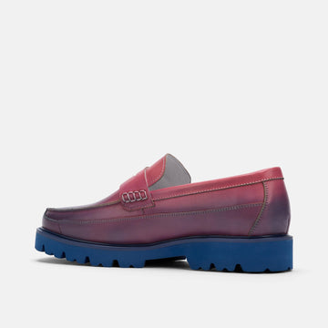 Adler Blue Purple Ombré Leather Penny Loafers