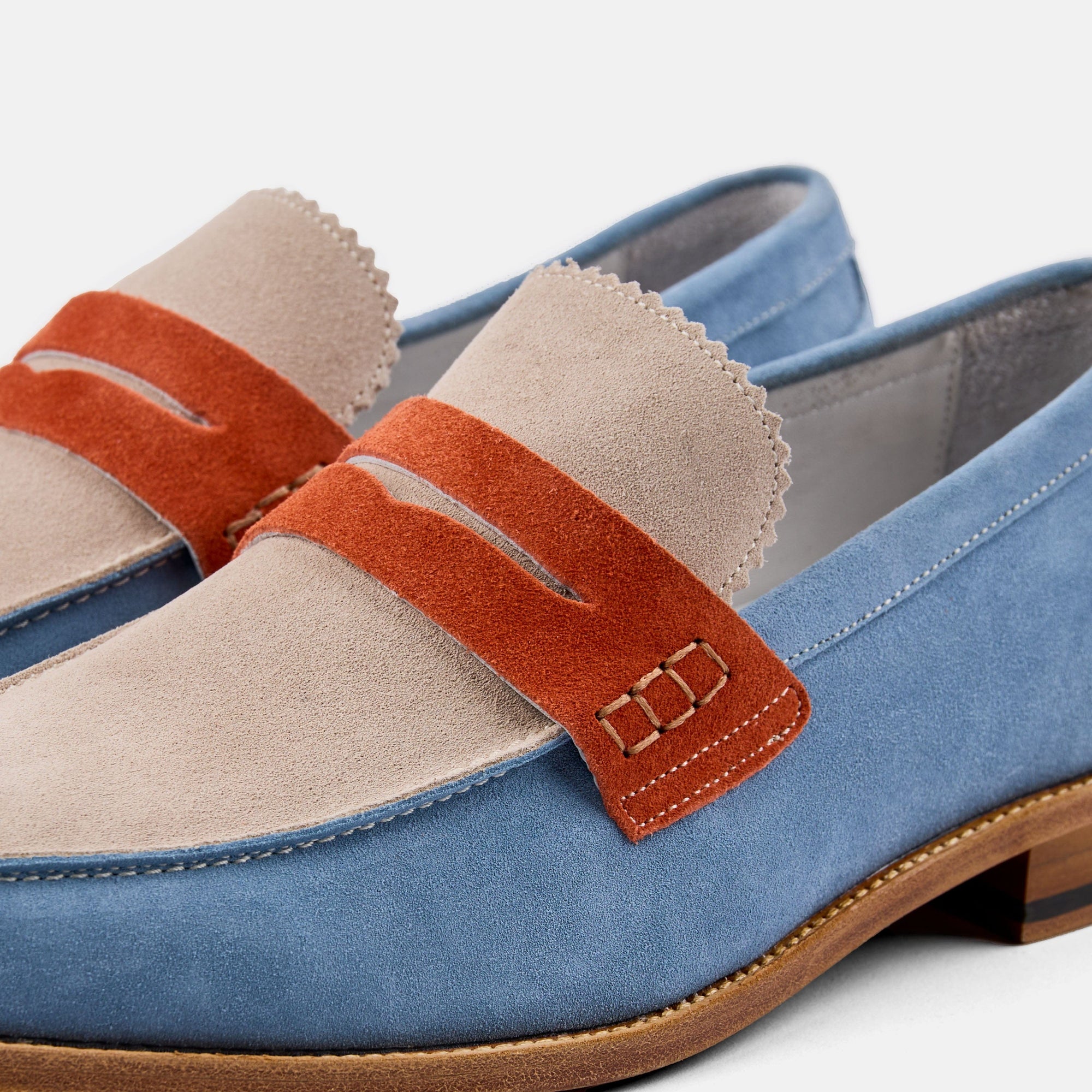 Abe Blue Skies Suede Penny Loafers