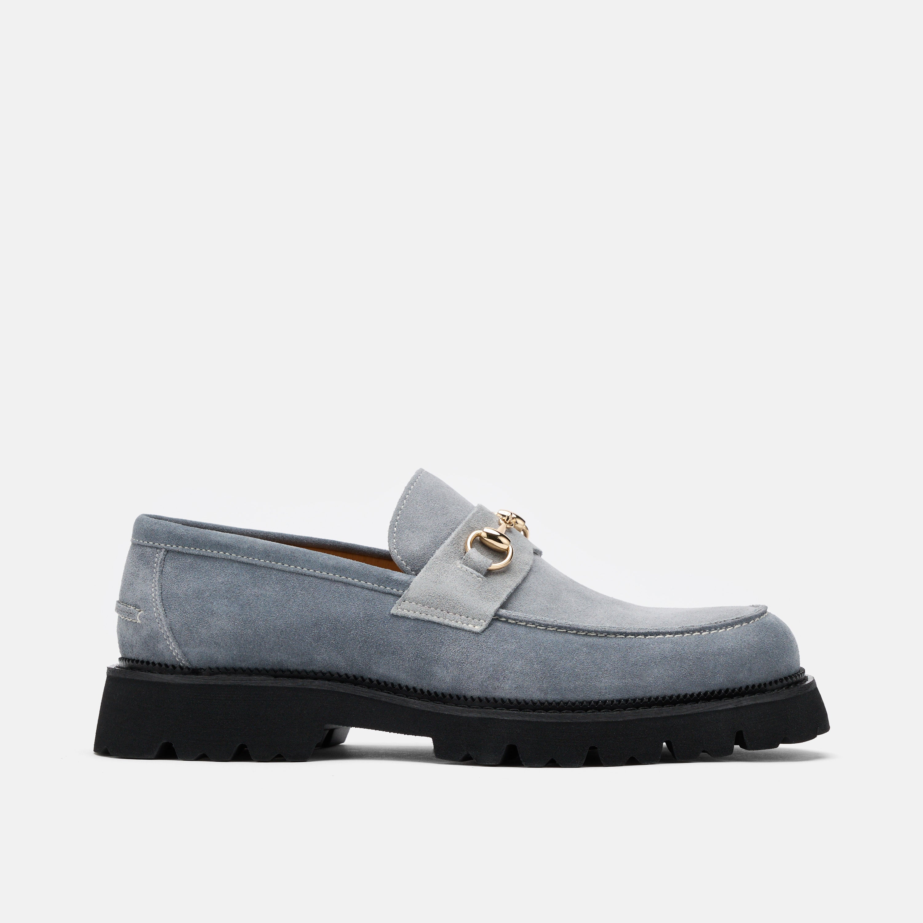 Blake Steel Blue Suede Lug Bit Loafers