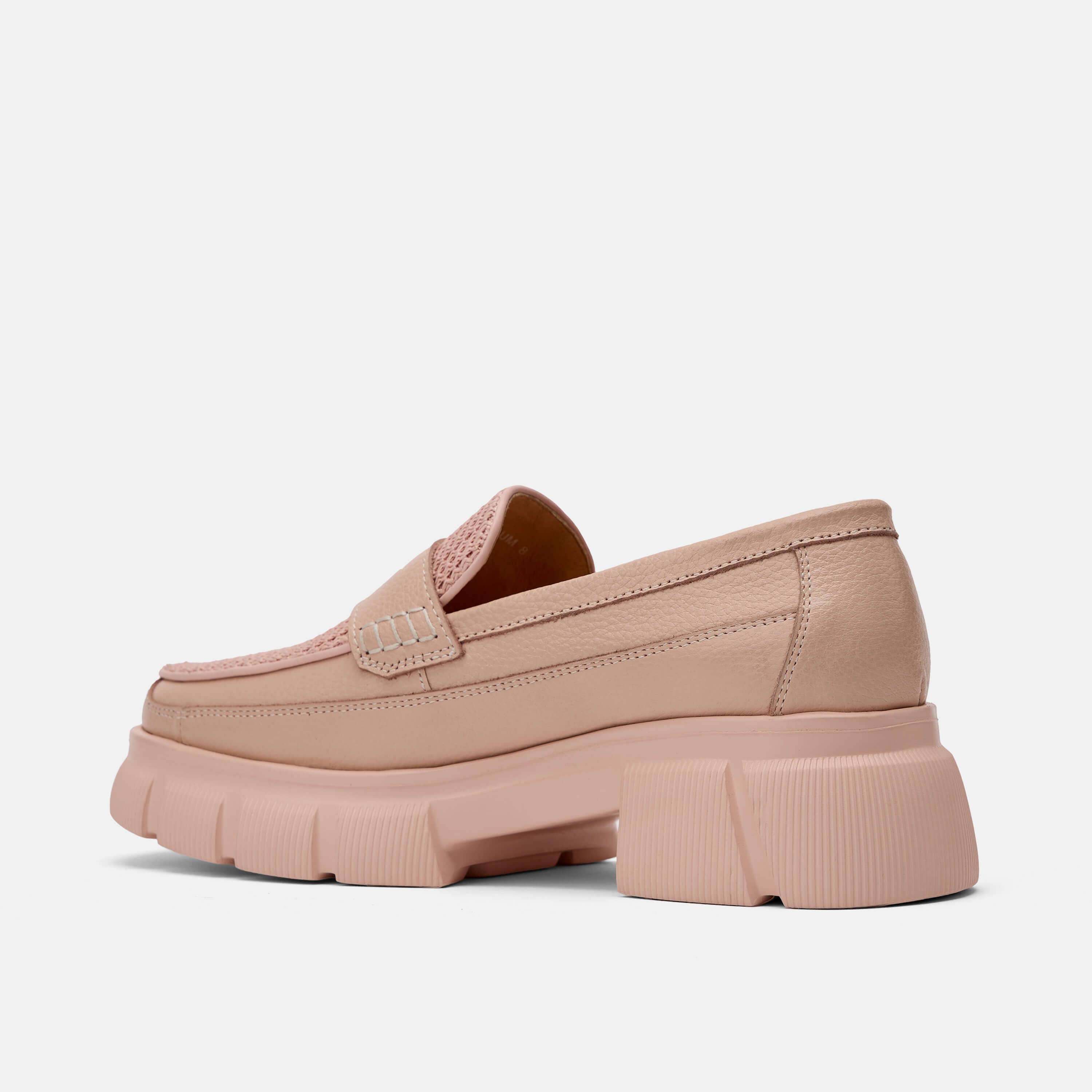 Womens blush lug penny loafers