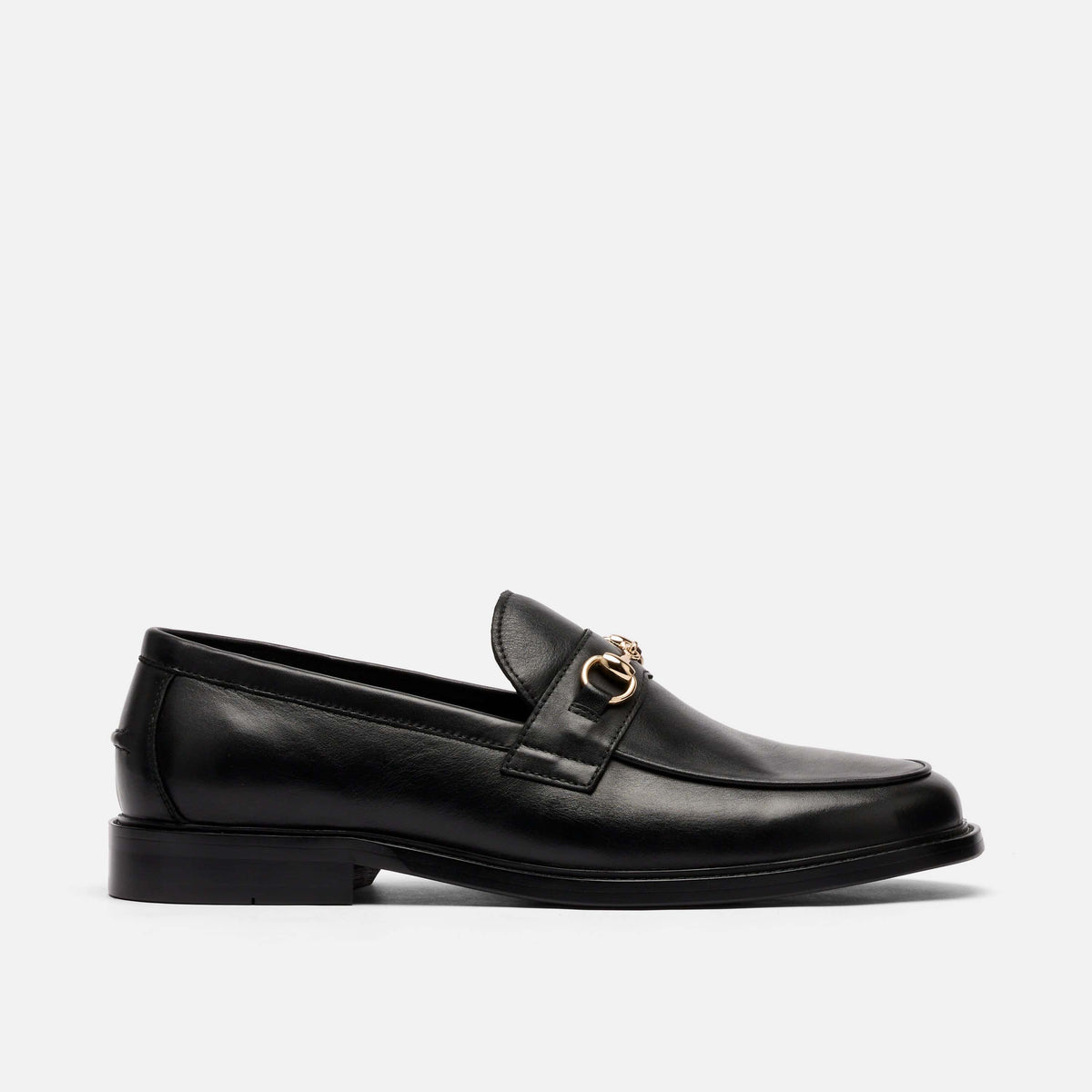 Boardwalk Black Calf Leather Horse-Bit Loafers display picture 1