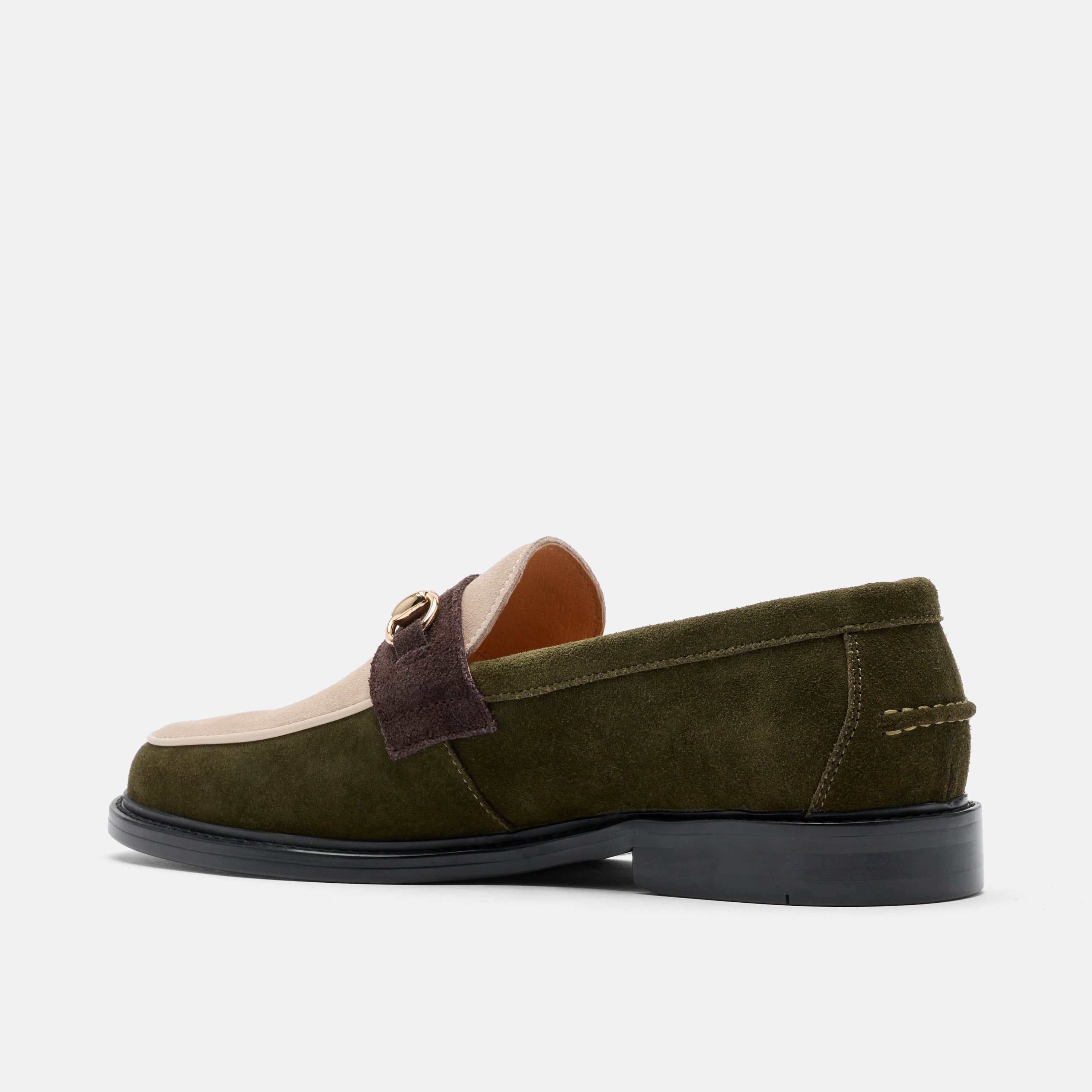 Boardwalk Hunter Green/Cream Suede Horse-Bit Loafers