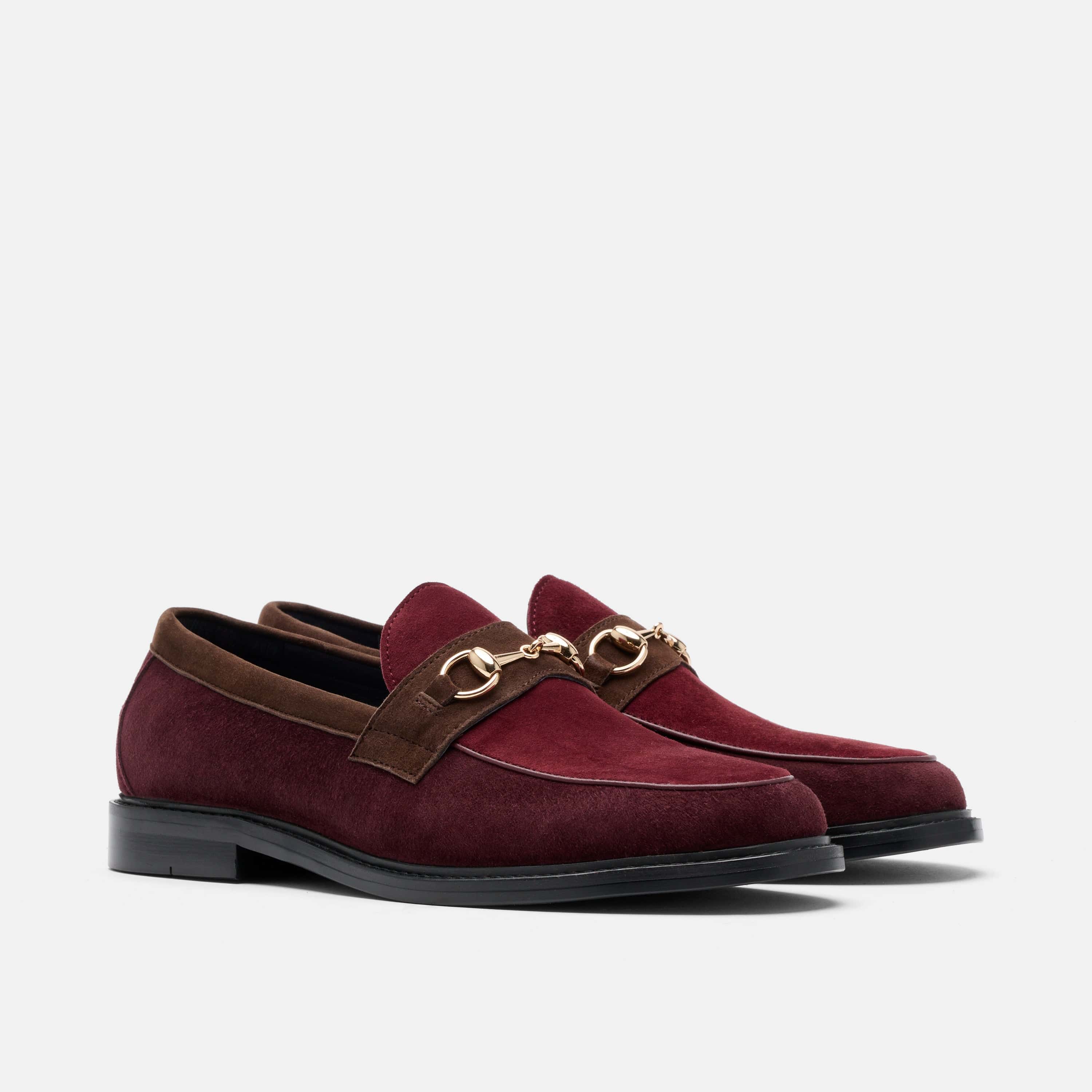 Boardwalk Triple Burgundy Suede Horse-Bit Loafers