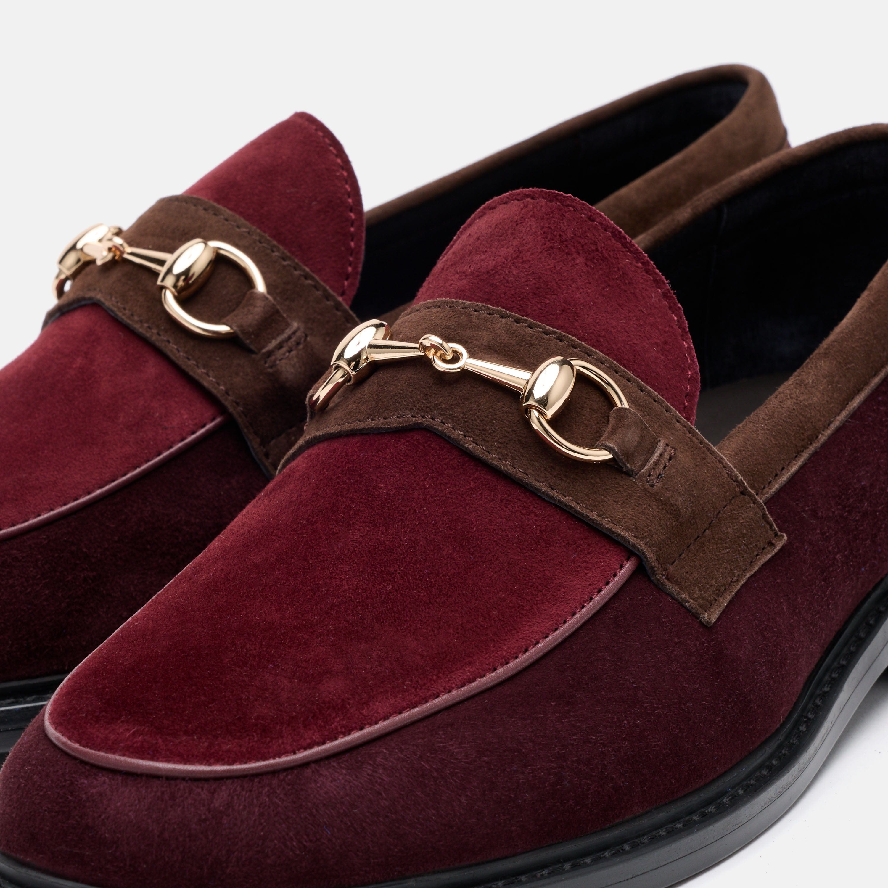 Boardwalk Triple Burgundy Suede Horse-Bit Loafers