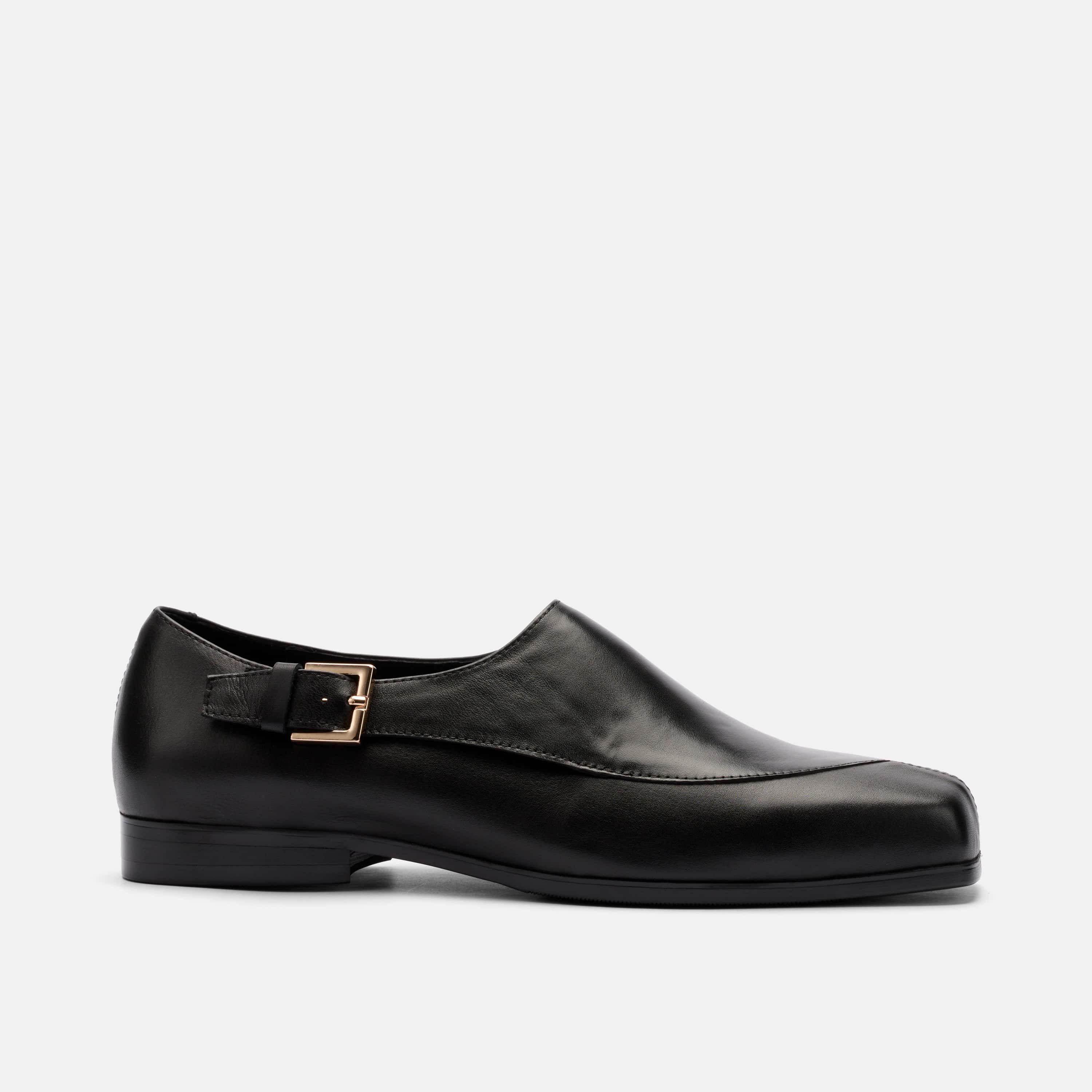 Bond Black Calf Leather Monk Strap Shoe