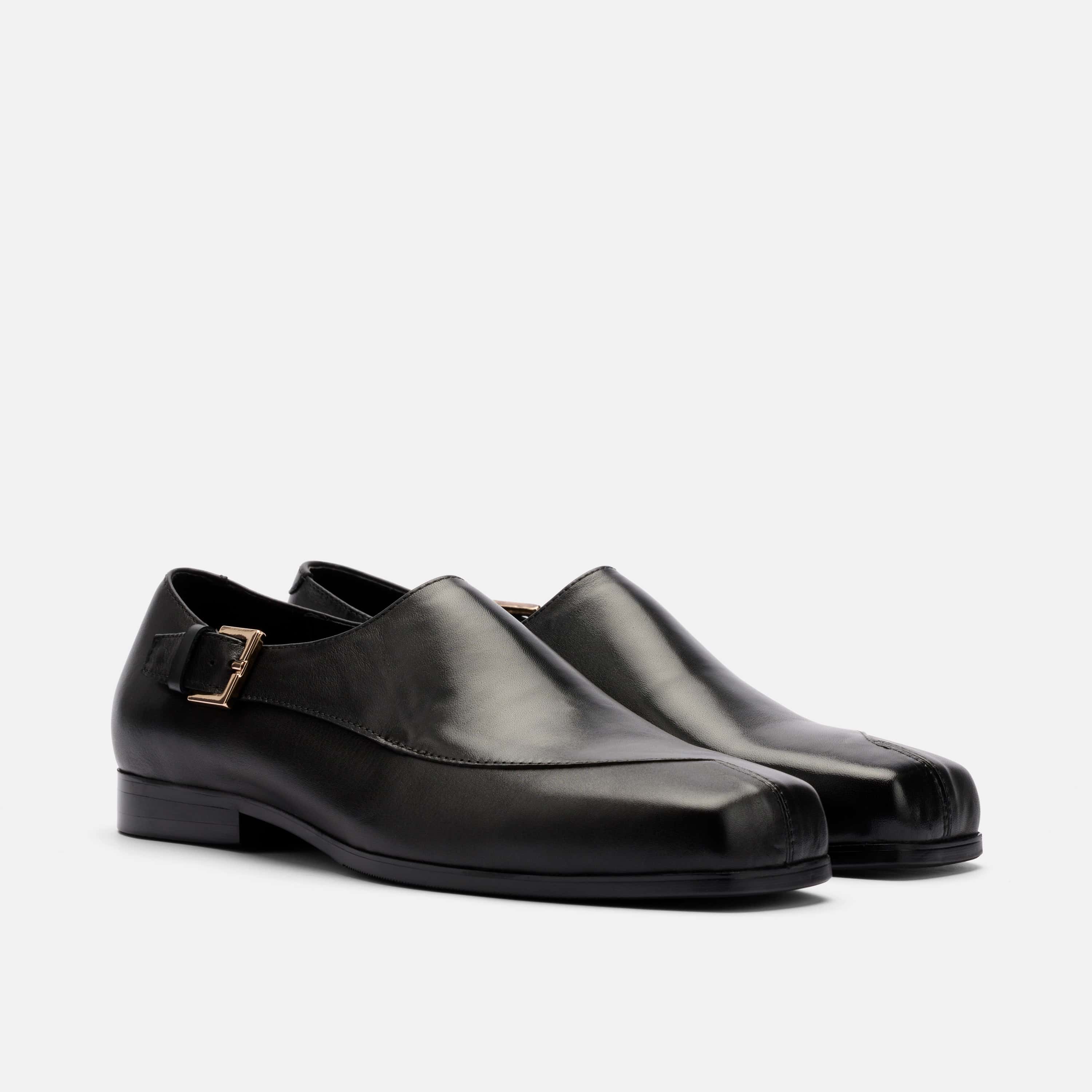 Bond Black Calf Leather Monk Strap Shoe