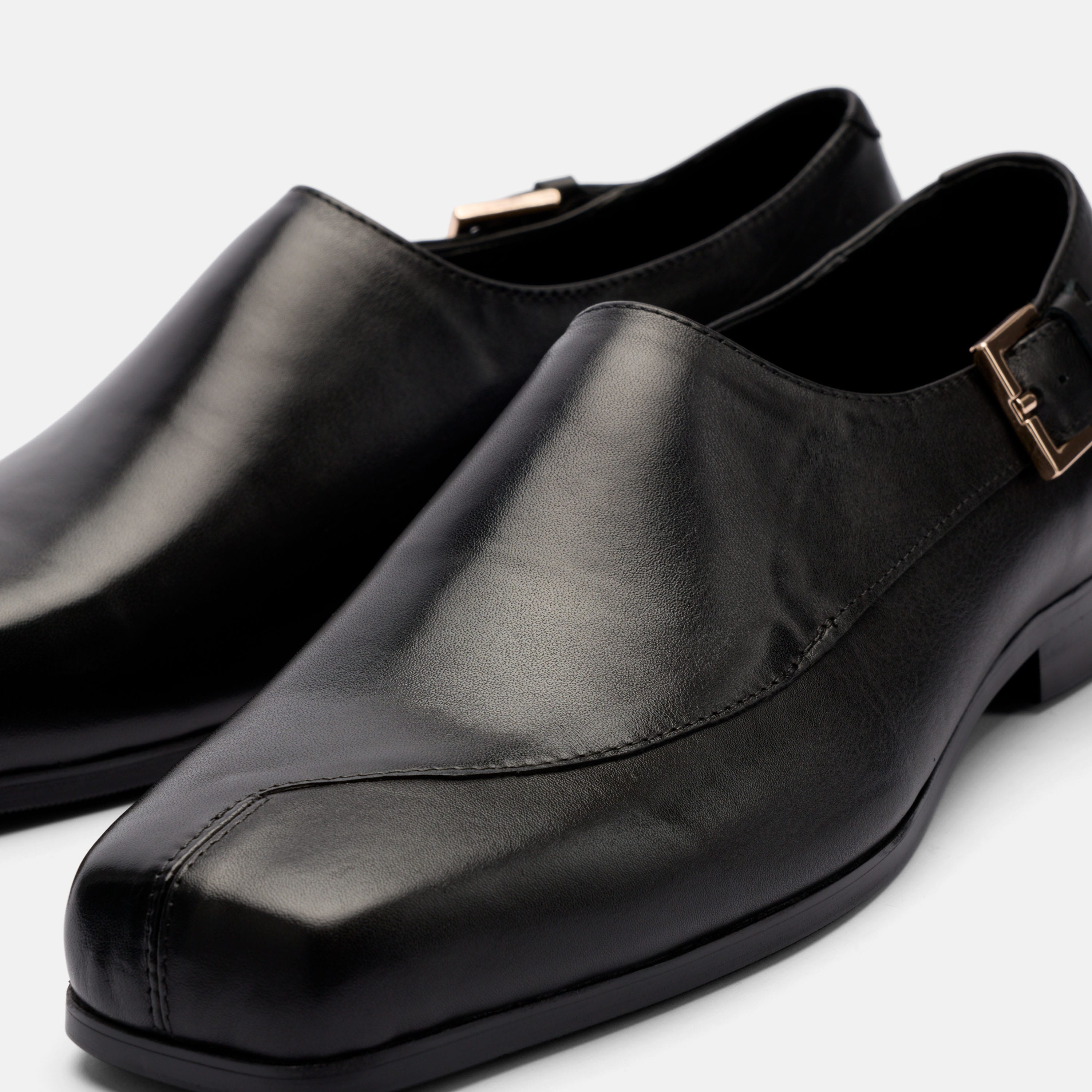 Bond Black Calf Leather Monk Strap Shoe