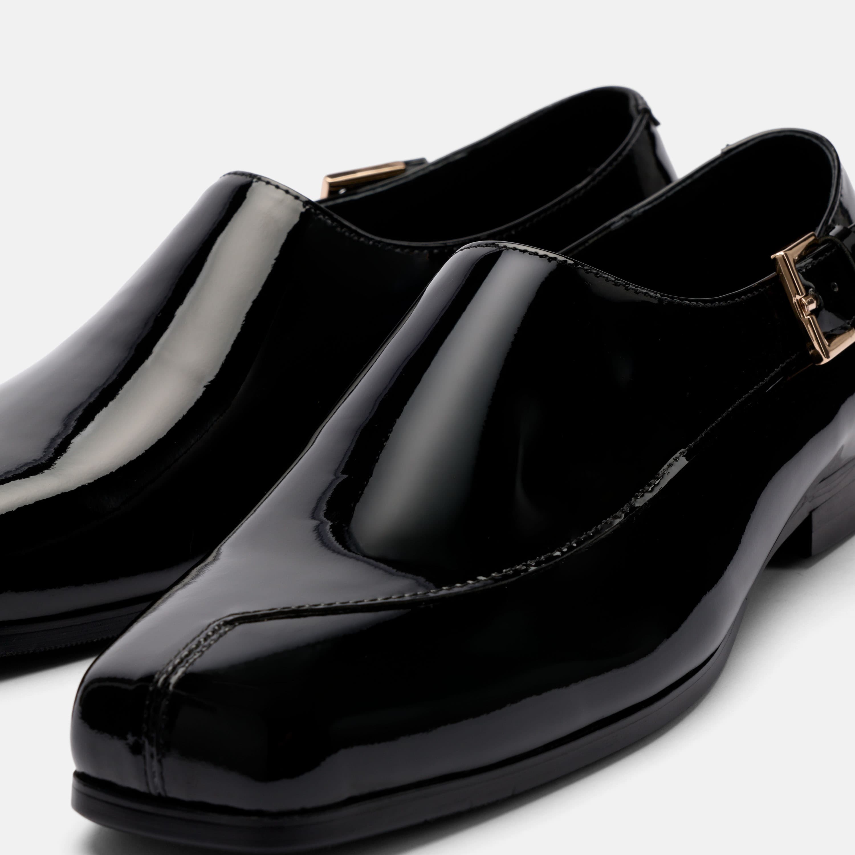 Bond Black Patent Leather Monk Strap Shoe