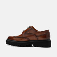 Ronan Mahogany Leather Lug Wingtip Shoes