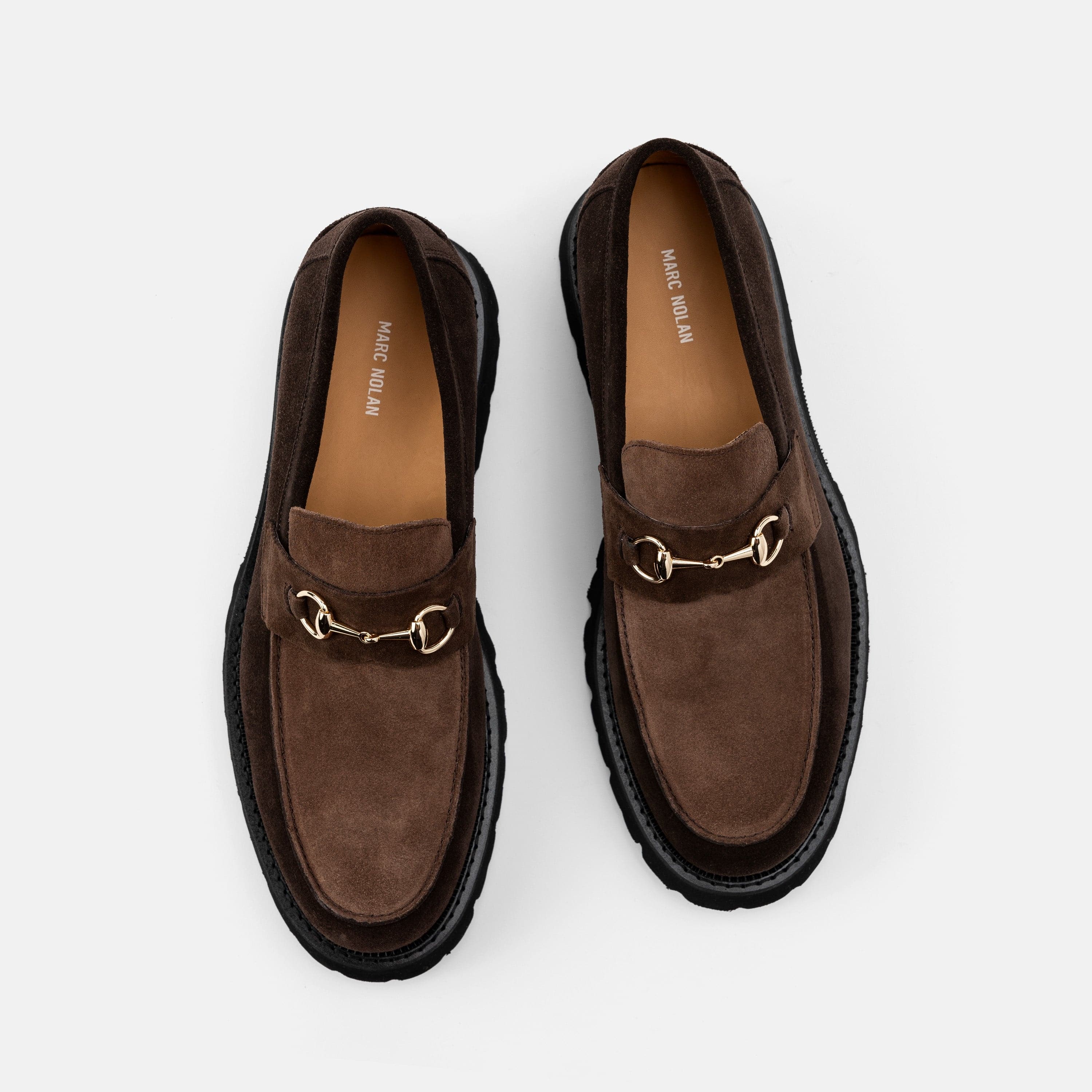 Blake Triple Brown Suede Lug Bit Loafers