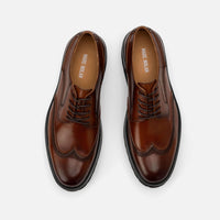 Ronan Mahogany Leather Lug Wingtip Shoes