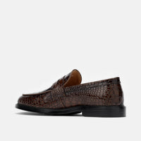 Calum Brown Crocskin Leather Penny Loafers