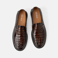 Calum Brown Crocskin Leather Penny Loafers