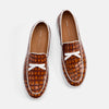 Odell Brown Crocskin Leather Belgian Loafer Sneakers