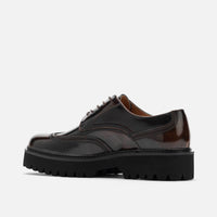 Ronan Chocolate Patent Leather Lug Wingtip Shoes